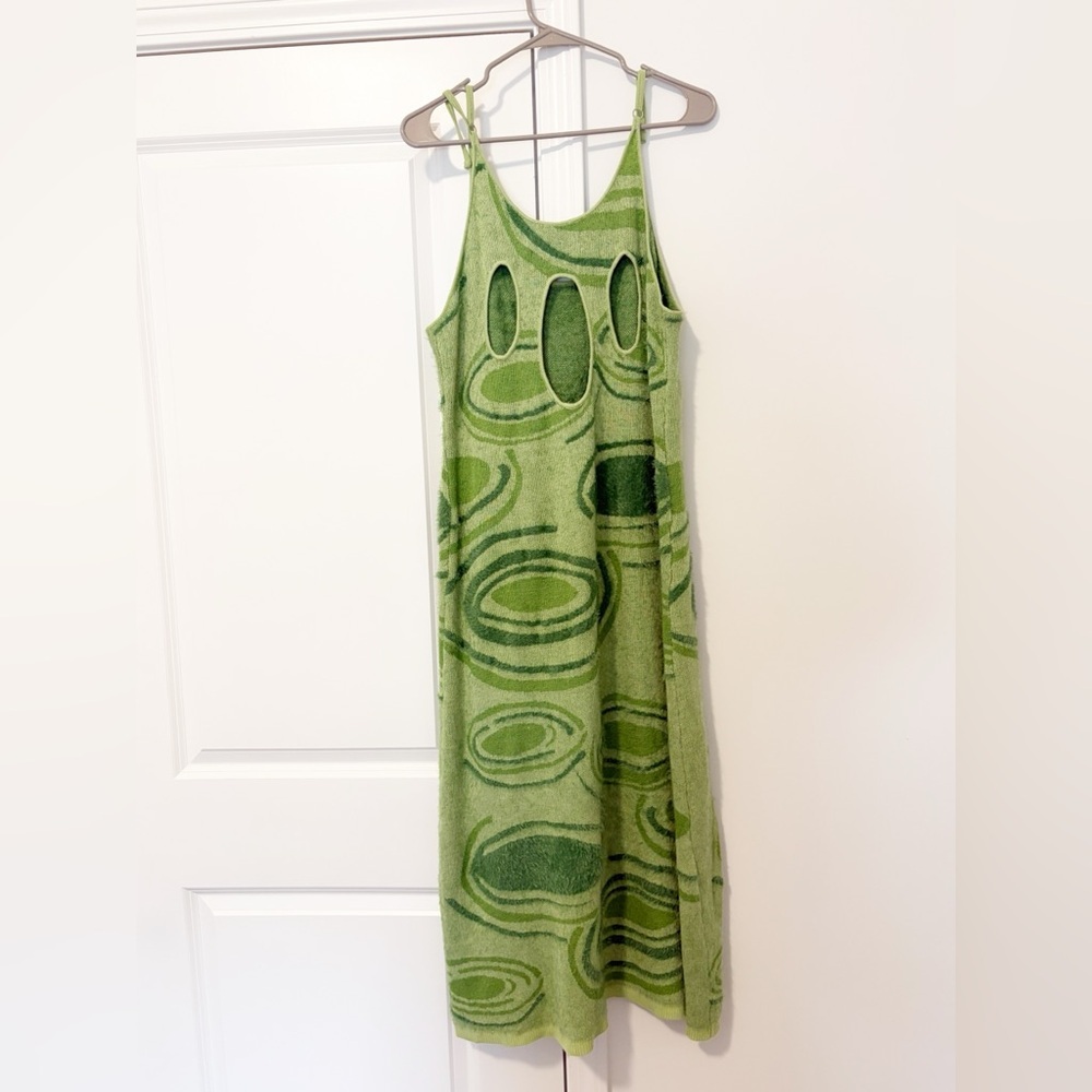 House of Sunny Hockney Green Abstract Knit Midi Dress - Picture 4 of 6